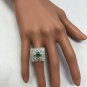 Estate 2.44Ct Natural Emerald & VS Diamond 14K Solid White Gold Ring