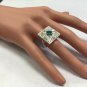 Estate 2.44Ct Natural Emerald & VS Diamond 14K Solid White Gold Ring