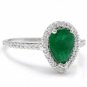 1.85Ct Natural Colombian Emerald & Diamond 14K Solid White Gold Ring