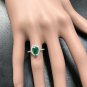 1.85Ct Natural Colombian Emerald & Diamond 14K Solid White Gold Ring