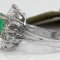 Estate 2.65Ct Natural Colombian Emerald & Diamond 14K Solid White Gold Ring