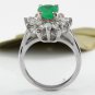 Estate 2.65Ct Natural Colombian Emerald & Diamond 14K Solid White Gold Ring