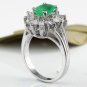 Estate 2.65Ct Natural Colombian Emerald & Diamond 14K Solid White Gold Ring