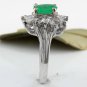 Estate 2.65Ct Natural Colombian Emerald & Diamond 14K Solid White Gold Ring