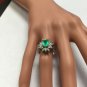 Estate 2.65Ct Natural Colombian Emerald & Diamond 14K Solid White Gold Ring