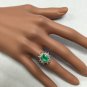 Estate 2.65Ct Natural Colombian Emerald & Diamond 14K Solid White Gold Ring