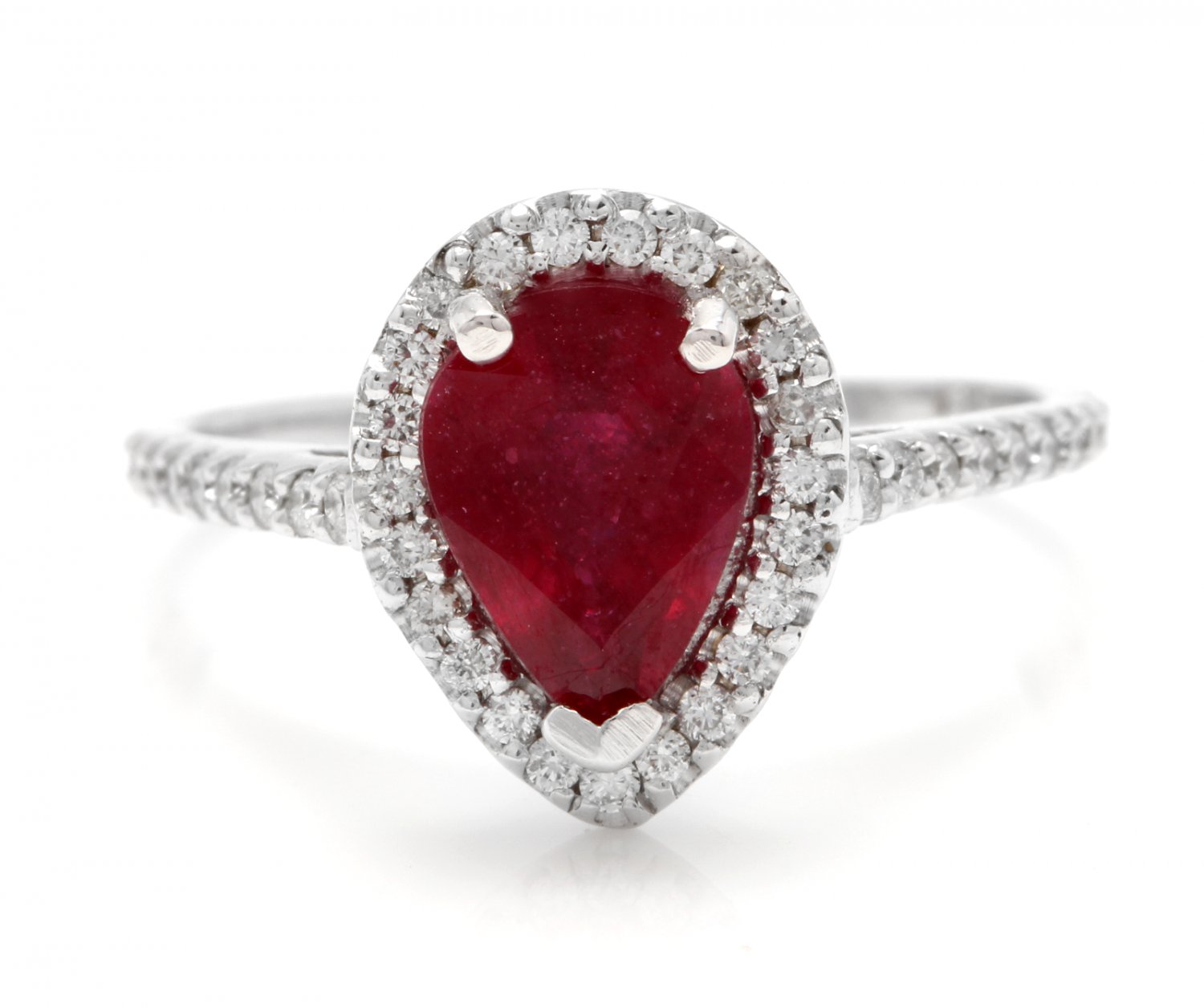 1.80 Carats Red Ruby and Natural Diamond 14K Solid Yellow Gold Ring