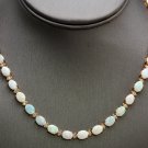 27.00Ct Natural Australian Opal & Diamond 14K Solid Yellow Gold Necklace