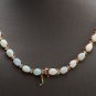 27.00Ct Natural Australian Opal & Diamond 14K Solid Yellow Gold Necklace