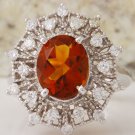 3.46Ct Natural Madeira Citrine and Diamond 14K Solid White Gold Ring