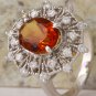 3.46Ct Natural Madeira Citrine and Diamond 14K Solid White Gold Ring
