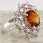 3.46Ct Natural Madeira Citrine and Diamond 14K Solid White Gold Ring
