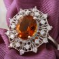3.46Ct Natural Madeira Citrine and Diamond 14K Solid White Gold Ring