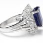 10.30Ct Natural Blue Sapphire & Diamond 14K White Solid Gold Ring