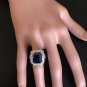10.30Ct Natural Blue Sapphire & Diamond 14K White Solid Gold Ring