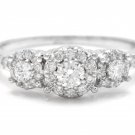0.85 Carats Natural Diamond 14K Solid White Gold Band Ring