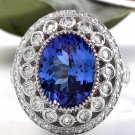 7.50 Carats NATURAL TANZANITE and DIAMOND 14K Solid White Gold Ring