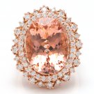 13.65 Carats Natural Morganite and Diamond 14K Solid Rose Gold Ring