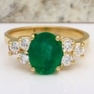 2.25Ct Natural Emerald & Diamond 14K Solid Yellow Gold Ring
