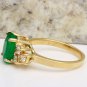 2.25Ct Natural Emerald & Diamond 14K Solid Yellow Gold Ring