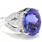 13.20 Carats NATURAL TANZANITE and DIAMOND 14K Solid White Gold Ring