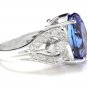 13.20 Carats NATURAL TANZANITE and DIAMOND 14K Solid White Gold Ring