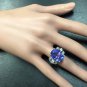 13.20 Carats NATURAL TANZANITE and DIAMOND 14K Solid White Gold Ring