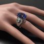 13.20 Carats NATURAL TANZANITE and DIAMOND 14K Solid White Gold Ring
