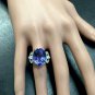 13.20 Carats NATURAL TANZANITE and DIAMOND 14K Solid White Gold Ring