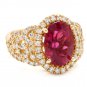 6.50 Carats Natural Rubellite and Diamond 14K Solid Yellow Gold Ring