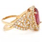6.50 Carats Natural Rubellite and Diamond 14K Solid Yellow Gold Ring