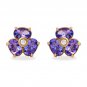 3.06Ct Natural Tanzanite and Diamond 14K Solid Yellow Gold Earrings