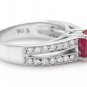 1.60 Carats Red Ruby and Natural Diamond 14K Solid White Gold Ring