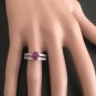 1.60 Carats Red Ruby and Natural Diamond 14K Solid White Gold Ring