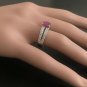 1.60 Carats Red Ruby and Natural Diamond 14K Solid White Gold Ring
