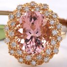 15.30 Carats Natural Morganite and Diamond 14K Solid Yellow Gold Ring