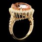 10.00 Carats Natural Morganite and Diamond 14K Solid Yellow Gold Ring