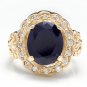 8.00Ct Natural Blue Sapphire & Diamond 14K Yellow Solid Gold Ring