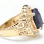 8.00Ct Natural Blue Sapphire & Diamond 14K Yellow Solid Gold Ring