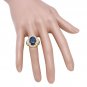 8.00Ct Natural Blue Sapphire & Diamond 14K Yellow Solid Gold Ring