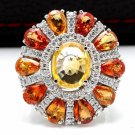 10.00  Carats NATURAL SAPPHIRE and DIAMOND 14K Solid White Gold Ring