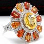 10.00 Carats NATURAL SAPPHIRE and DIAMOND 14K Solid White Gold Ring
