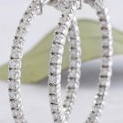 1.45 Carats VS1 / E-F Natural Diamond 14K Solid White Gold Hoop Earrings