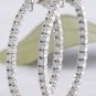 1.45 Carats VS1 / E-F Natural Diamond 14K Solid White Gold Hoop Earrings