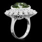 13.10 Carats NATURAL PERIDOT and DIAMOND 14K Solid White Gold Ring