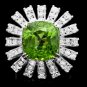 13.10 Carats NATURAL PERIDOT and DIAMOND 14K Solid White Gold Ring