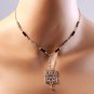 Estate 3.12Ct Natural Diamond & Onyx 14K Solid White Gold Necklace