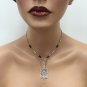 Estate 3.12Ct Natural Diamond & Onyx 14K Solid White Gold Necklace