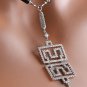 Estate 3.12Ct Natural Diamond & Onyx 14K Solid White Gold Necklace