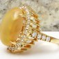 Estate 10.50Ct Natural Ethiopian Opal and Diamond 14K Solid Yellow Gold Ring